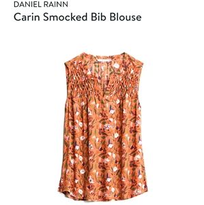 Daniel Rainn Orange Carin Sleeveless Blouse Medium